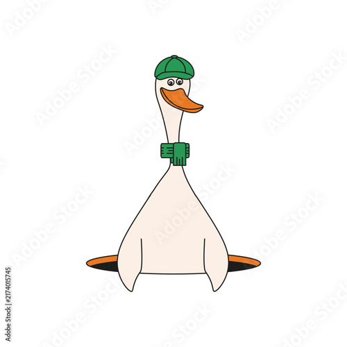 Autumn modern art. Vector illustration of hand drawn Goose in black hole isolated transparent background. Creative Autumn t-shirt print card poster cover design. Editable stroke. EPS 10