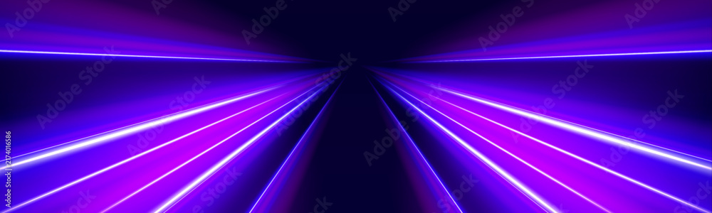 Fototapeta premium Straight turquoise and pink neon lines create a futuristic abstract composition. Bright glowing streaks form a clean digital pattern. Ideal for technology, cyber, and modern designs.