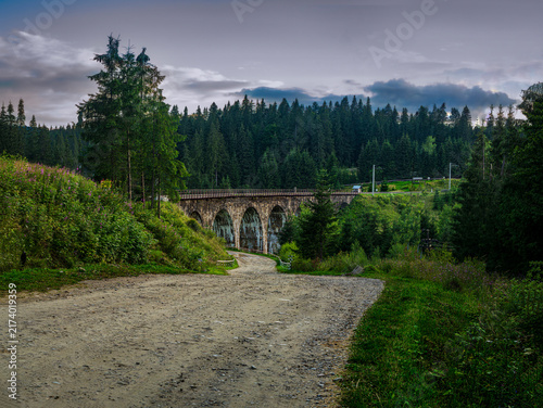 Austrian Viaduct Bridge in the village of Vorokhta