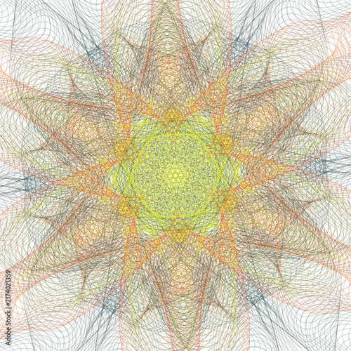 Canvas Print Abstract digital art featuring a vibrant sunburst pattern with intricate geometr