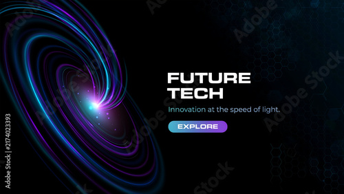 Abstract swirl of light representing futuristic technology on dark