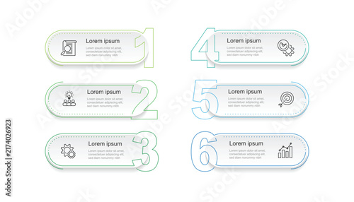 6 step infographic template vector element with six line number concept suitable for business information, workflow layout, data education or presentation.