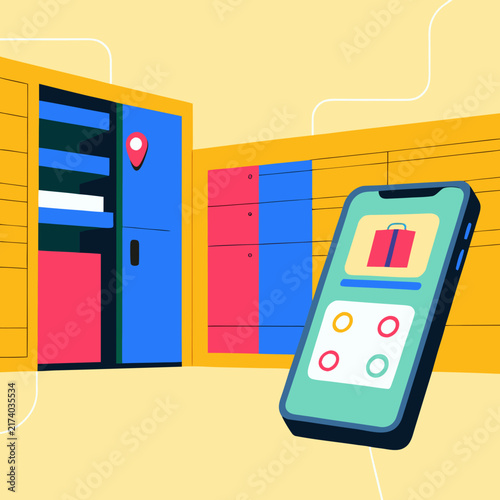 Smartphones display parcel locker application options for package pickup.