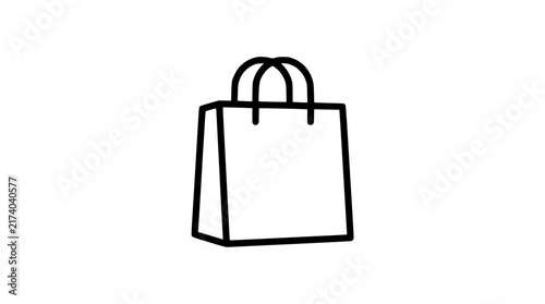 Bild auf Leinwand Isolated black outline shopping bag icon on white background