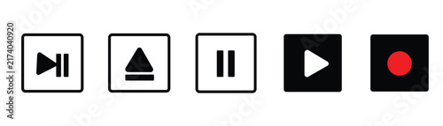 Bild auf Leinwand Media player icon set featuring play pause eject record and next track control b