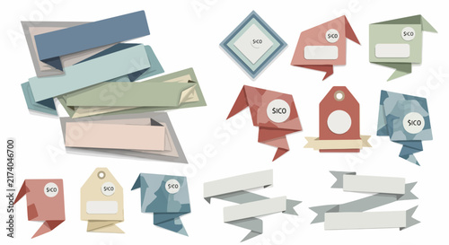 Colorful Paper Speech Bubbles and Price Tags Collection