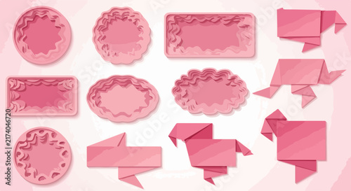 Pink brain shapes and origami paper collection