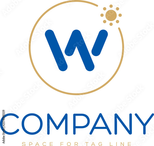 Letter W Solar Energy Sun Vector Logo Monogram