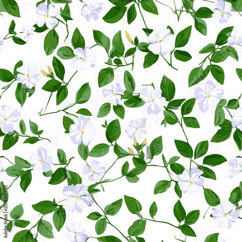 Green leafy pattern with abstract white shapes