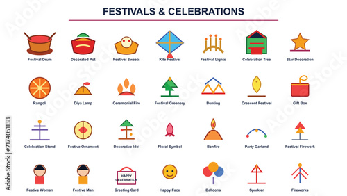 Vector Infographic Element Set with Flat Business Icons, Charts, Graphs, and Map Symbols for Web Template Design