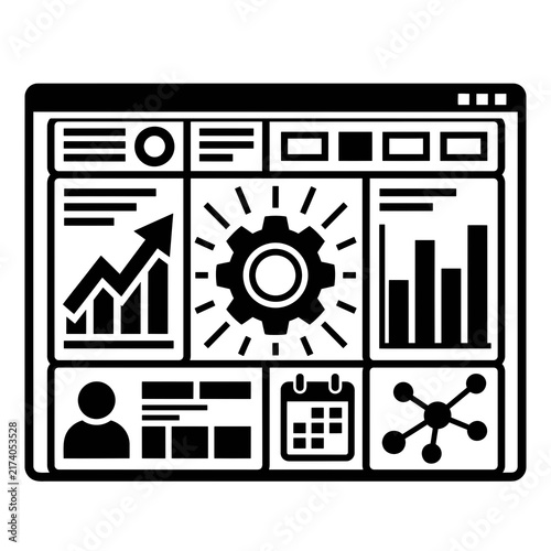 Dashboard analytics and management system interface vector