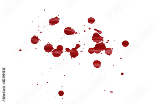 Small red blood drops and splatters for minimalist horror design and Halloween concepts on a transparent background
