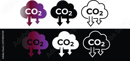 Obraz na plátne Three minimal carbon dioxide reduction designs with distinct visual art