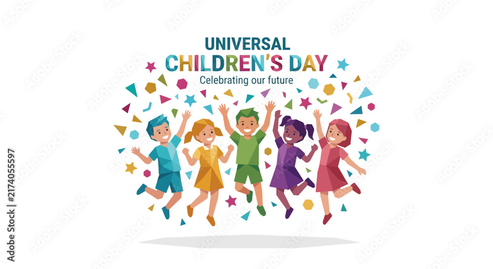 Fototapeta premium Happy Children Celebrating Universal Children's Day