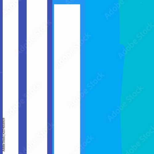 Quadro su tela A minimalist vertical stripe pattern transitioning from white and navy blue stripes on the left into solid blocks of blue and teal on the right