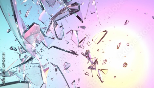 Shattered Glass with Soft Pastel Gradient Background