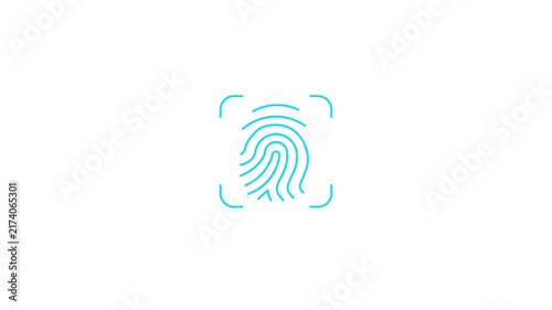 Biometric authentication animation showing a fingerprint scan for secure identification. Suitable for tech, security, and identity verification