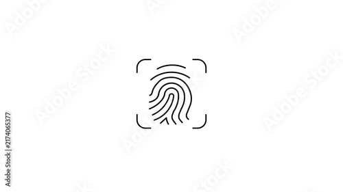 Biometric authentication animation showing a fingerprint scan for secure identification. Suitable for tech, security, and identity verification
