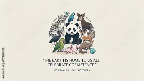 World Animal Day Poster with Endangered Animals and Coexistence Message