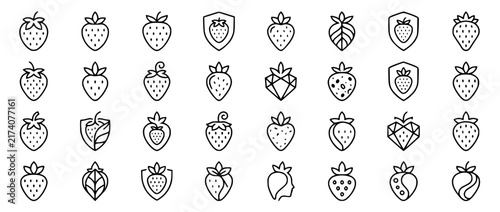 Set of Strawberry Line Icons