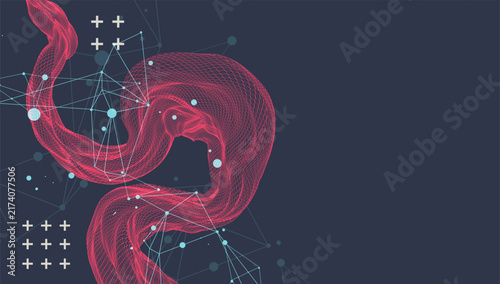 The abstract wave is made in a frame style. Template for science and technology presentation. Vector art.