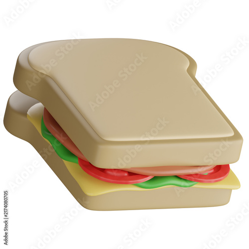 3D Icon Sandwich with soft color and simple object