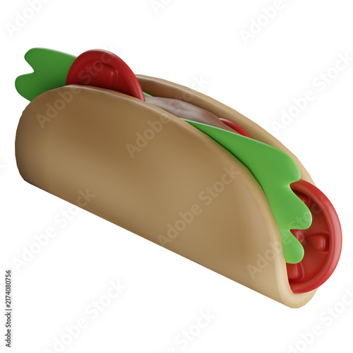 3D Icon Taco with soft color and simple object