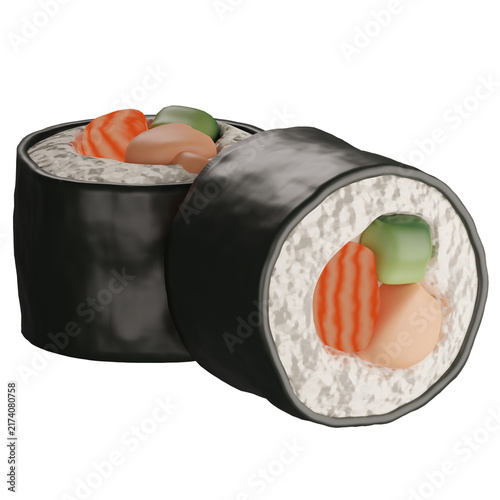 3D Icon Sushi with soft color and simple object