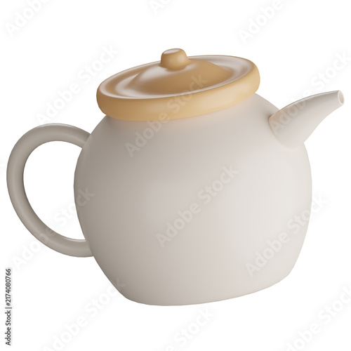 3D Icon Teapot with soft color and simple object