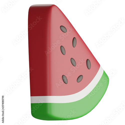 3D Icon watermelon with soft color and simple object