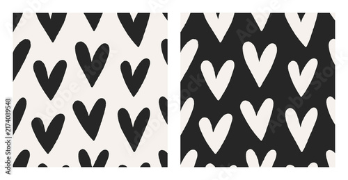 Heart seamless pattern, repeating romantic love background, simple hand drawn valentine texture for textile, wrapping paper, wallpaper and feminine fabric flat illustration.