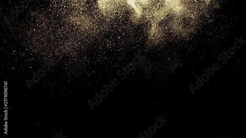 Golden glitter dust. Video in loop. Perfect for elegant backgrounds, luxury presentations, titles, celebrations, and premium visual projects. 