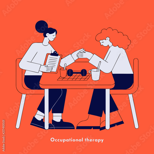 Vector Illustration of Occupational Therapy – Rehabilitation, Daily Living Skills and Patient Recovery Concept
