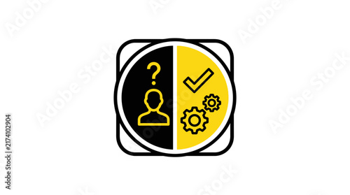 Fotografie Dichotomy of decision: uncertainty vs. action, isolated graphic