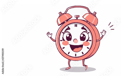 Happy Alarm Clock – Cute Children's Cartoon Vector Illustration Icon for Kids Books, Nursery Decor, Apps, Stickers, Prints & Educational Design