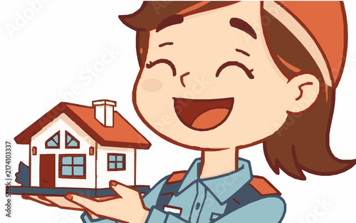 Happy Architect – Cute Children's Cartoon Vector Illustration Icon for Kids Books, Nursery Decor, Apps, Stickers, Prints & Educational Design