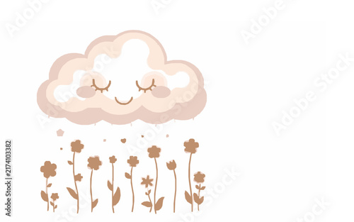 Happy Cloud – Cute Children's Cartoon Vector Illustration Icon for Kids Books, Nursery Decor, Apps, Stickers, Prints & Educational Design