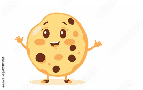 Happy Cookie Character – Cute Children's Cartoon Vector Illustration Icon for Kids Books, Nursery Decor, Apps, Stickers, Prints & Educational Design