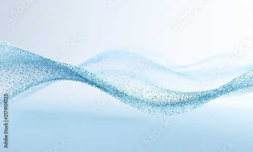 Abstract blue wave particle flow background for modern digital science art