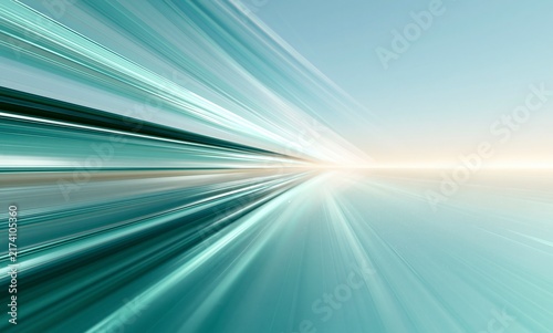 Abstract background of dynamic speed motion blur lines in turquoise tone
