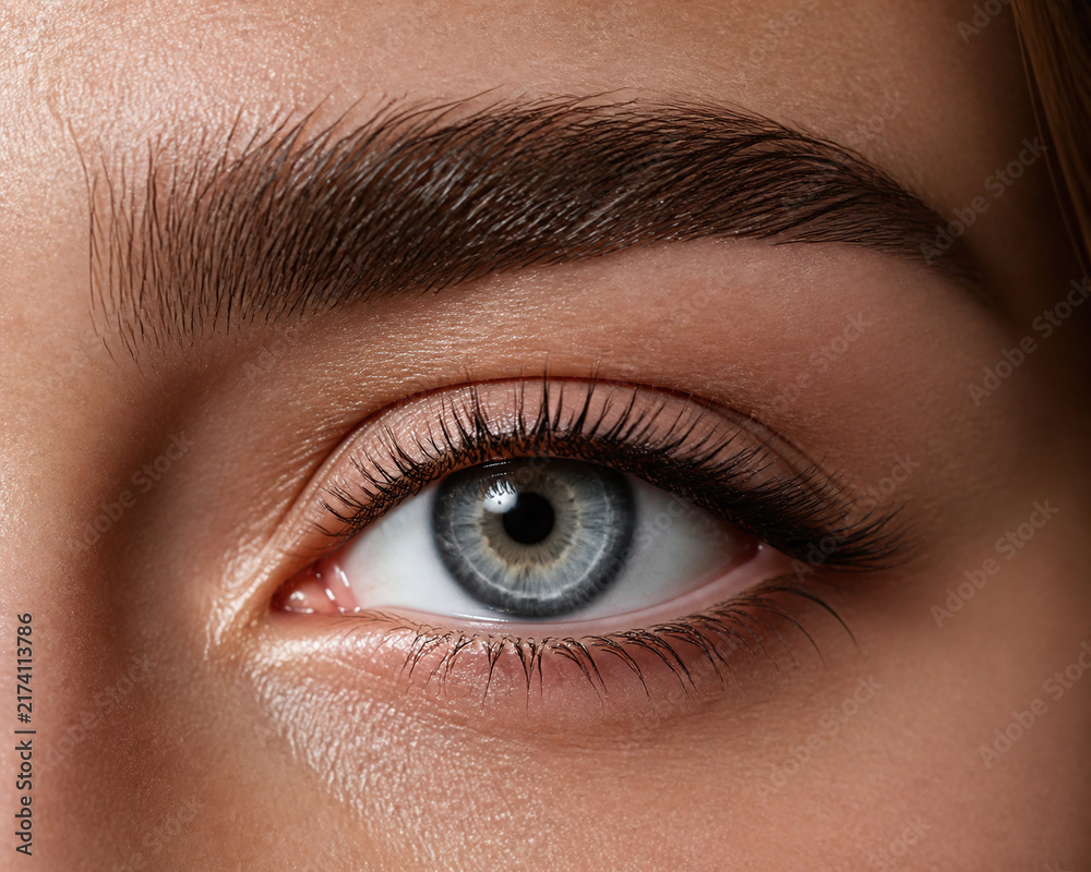 Fototapeta premium Luminous eye and brow macro beauty portrait