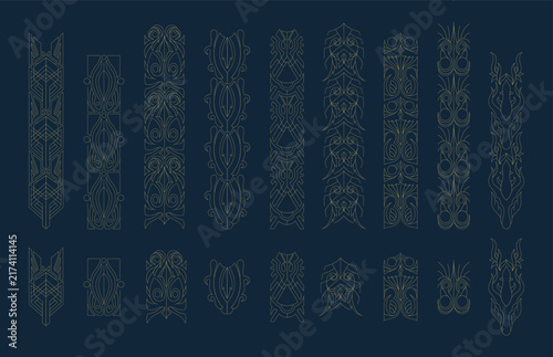 Set of Borders Decorative Floral Seamless abstract floral ornament pattern background for modern graphic design