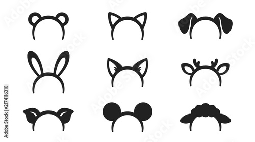 Black cat ears headbands for costume.
