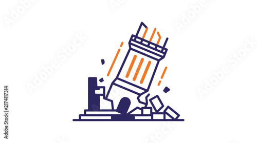 Falling Tower Icon Isolated Transparent Background