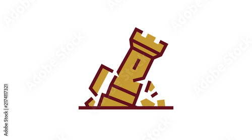 Falling Chess Piece Tower, Isolated on Transparent Background