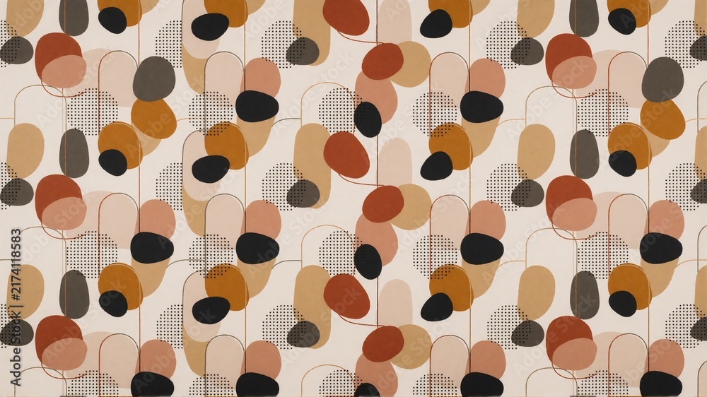 Mid-Century Modern Abstract Geometric Seamless Pattern