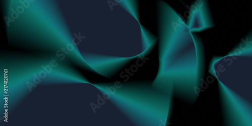 Cuadro en lienzo Abstract Teal and Blue Flowing Wave Background with Dark Gradient, Smooth Curves and Futuristic Digital Light Effect