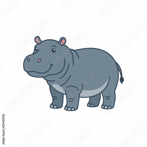 Hippopotamus Animal Flat Vector Illustration