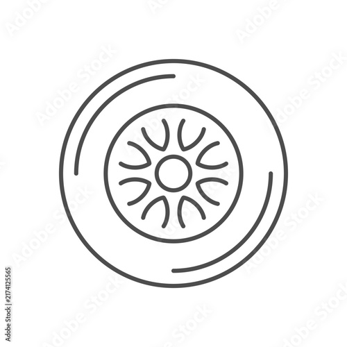 Car sport wheel line icon