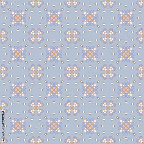 Soft blue vintage floral seamless pattern 